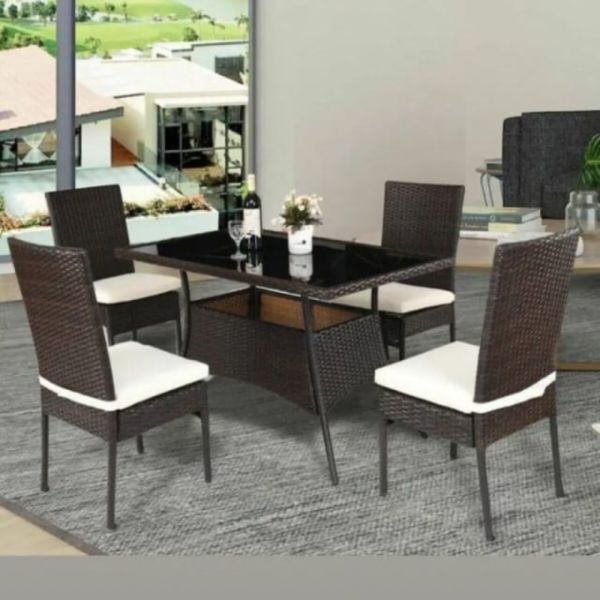 Outdoor dining set frame iron bunai PVC - Rattan - Wicker cushion waterproof